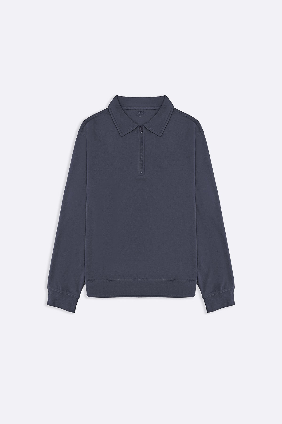 GREY ZIPPER POLO SWEATSHIRT