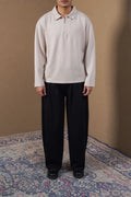 BEIGE QUARTER-ZIP POLO