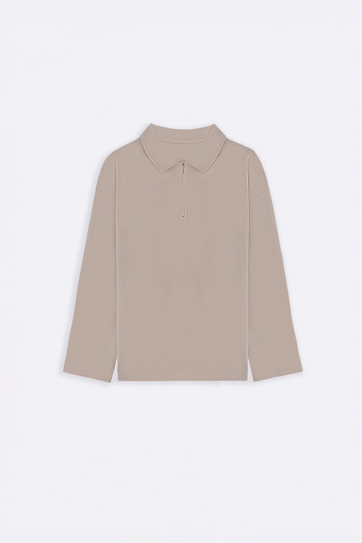 KHAKI QUARTER-ZIP POLO