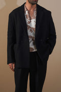 BLACK WOOL-BLEND DAILY JACKET
