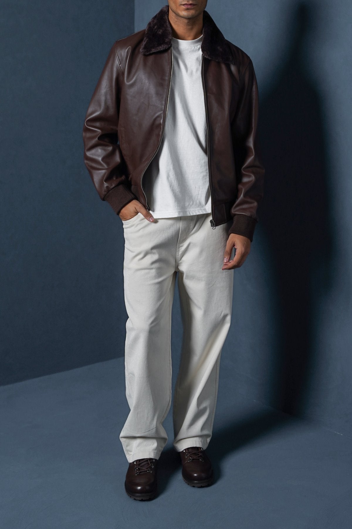 BROWN NAPPA LEATHER JACKET
