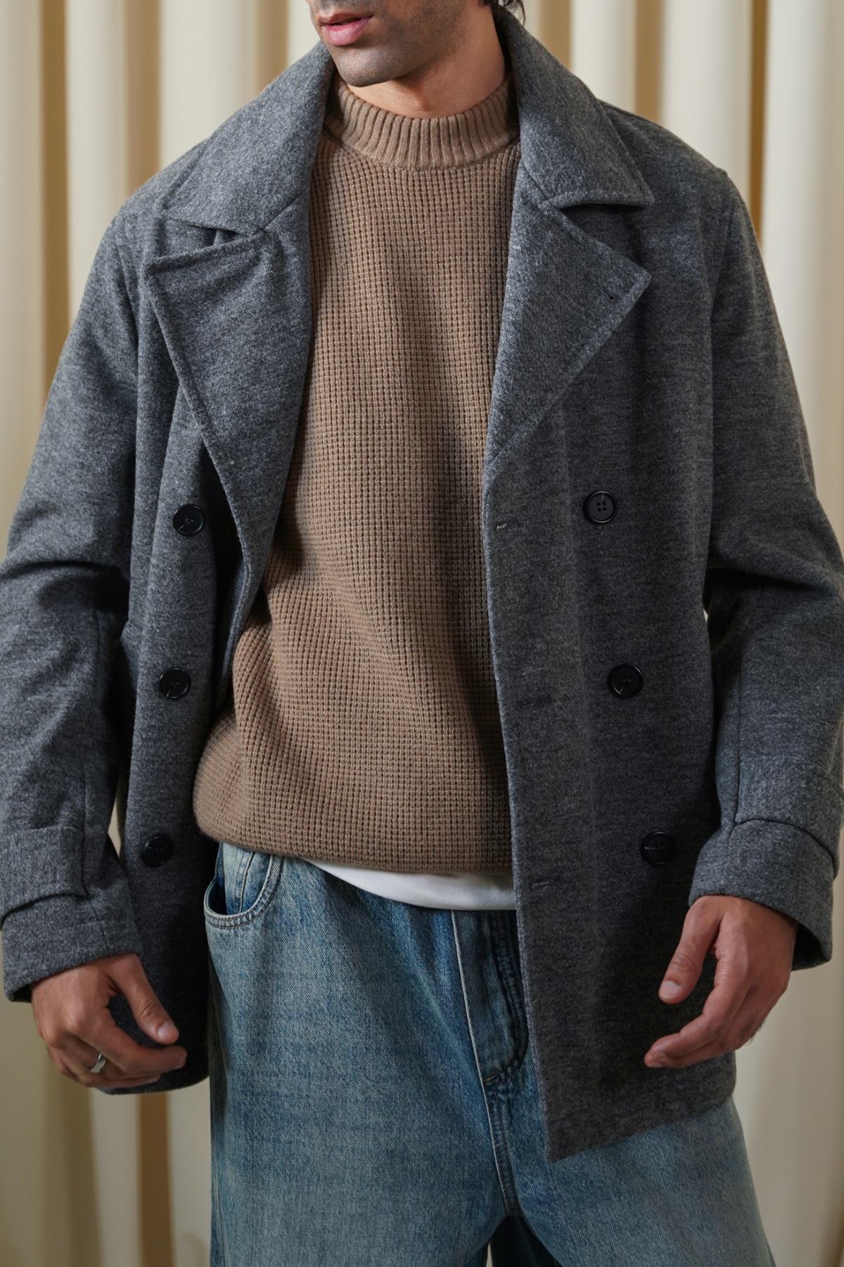 DARK GREY SAILOR PEACOAT
