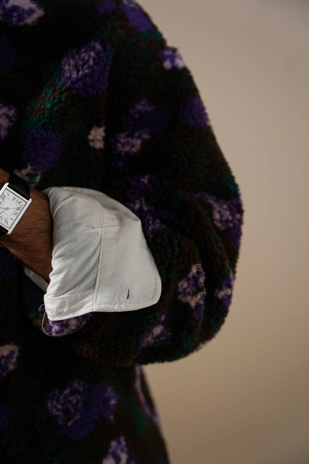 DARK BROWN BLOOM SHERPA PULLOVER