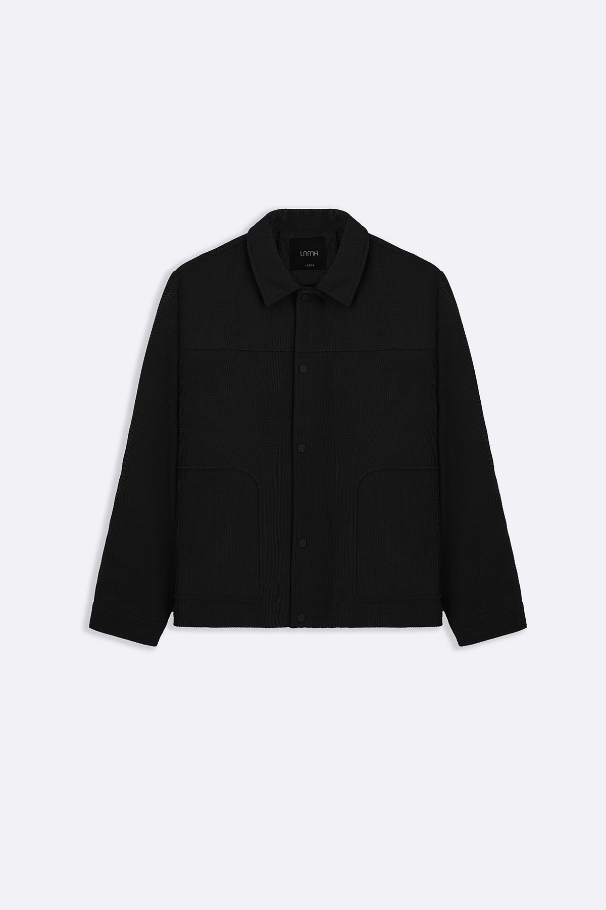 BLACK WAFFLE-TEXTURED JACKET