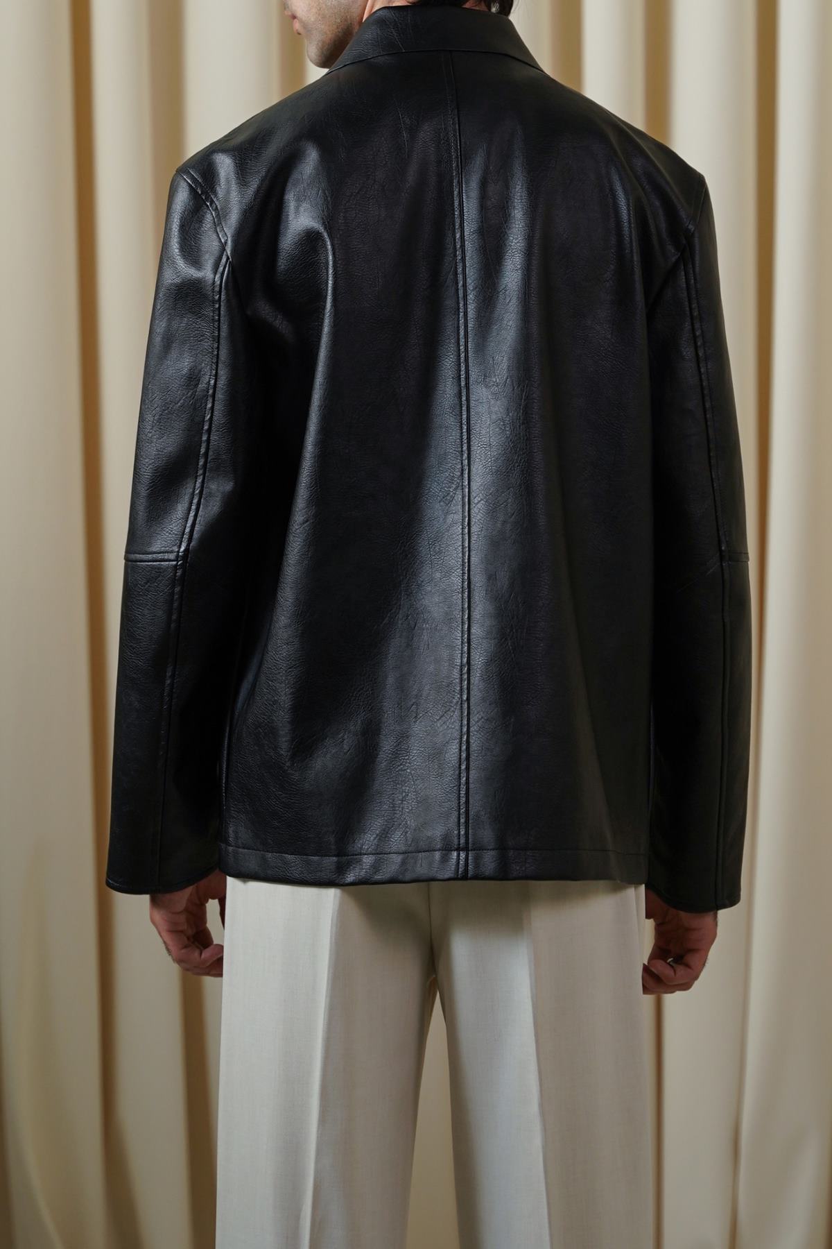 BLACK LEATHER EFFECT JACKET