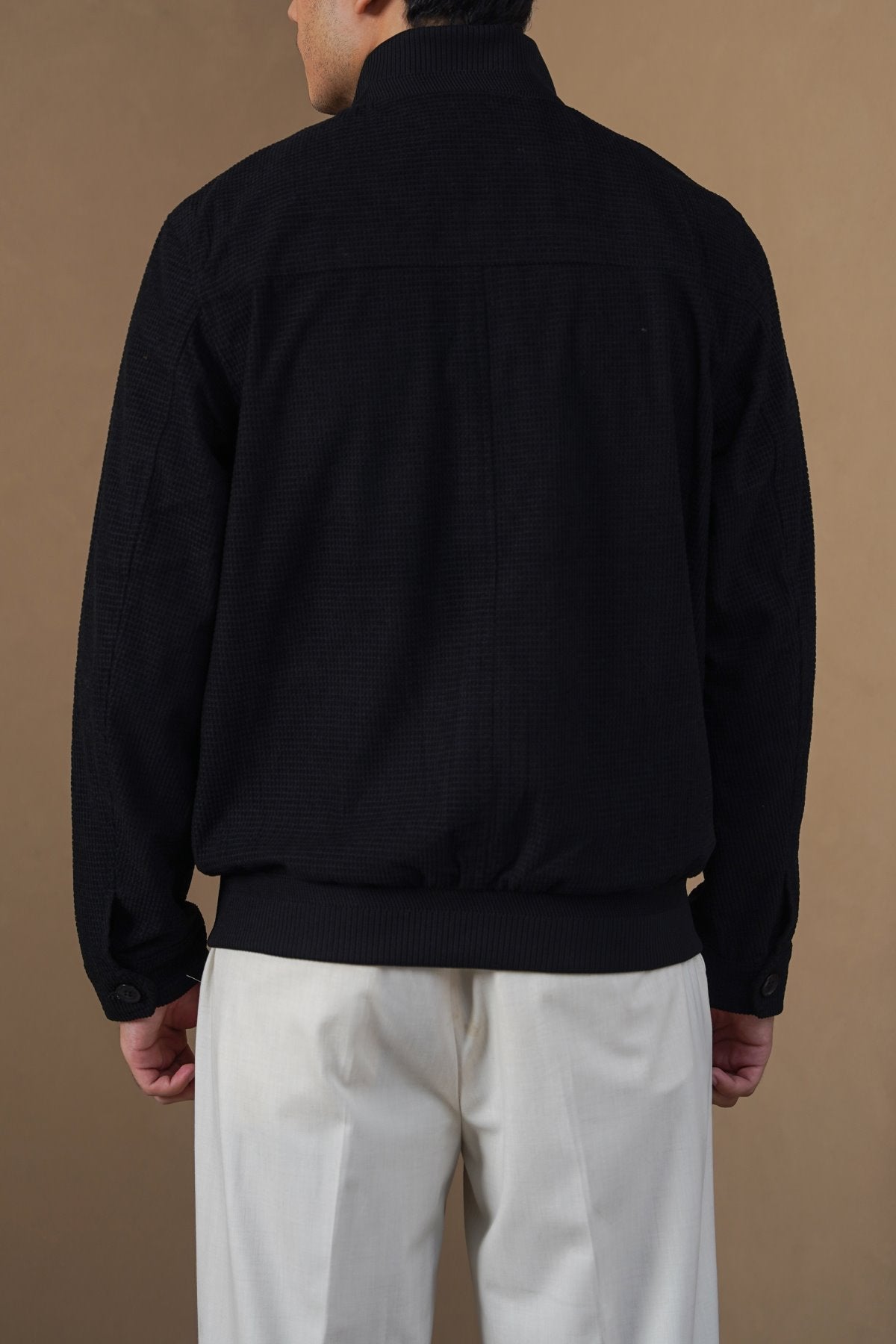 BLACK CORDUROY HARRINGTON JACKET