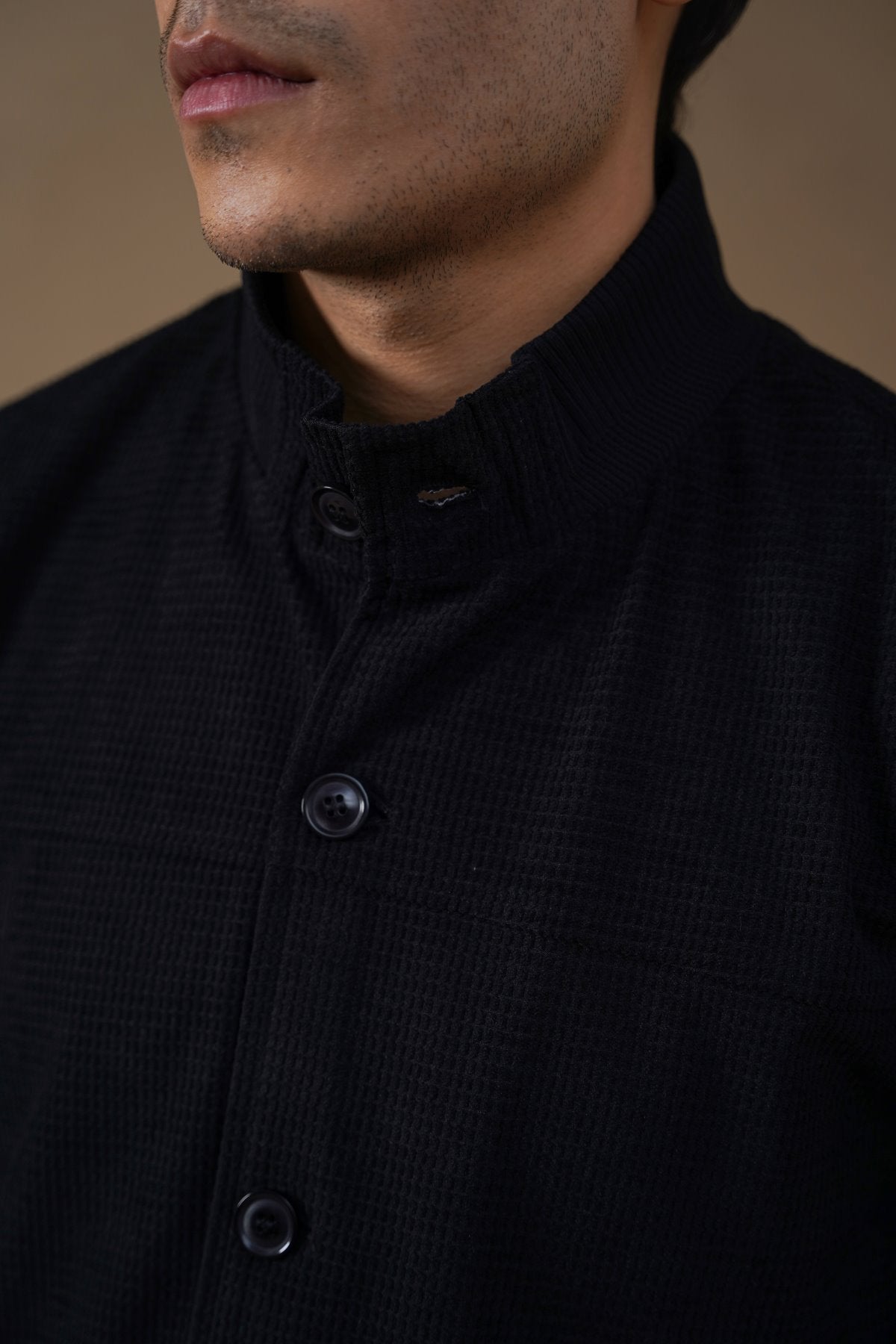 BLACK CORDUROY HARRINGTON JACKET