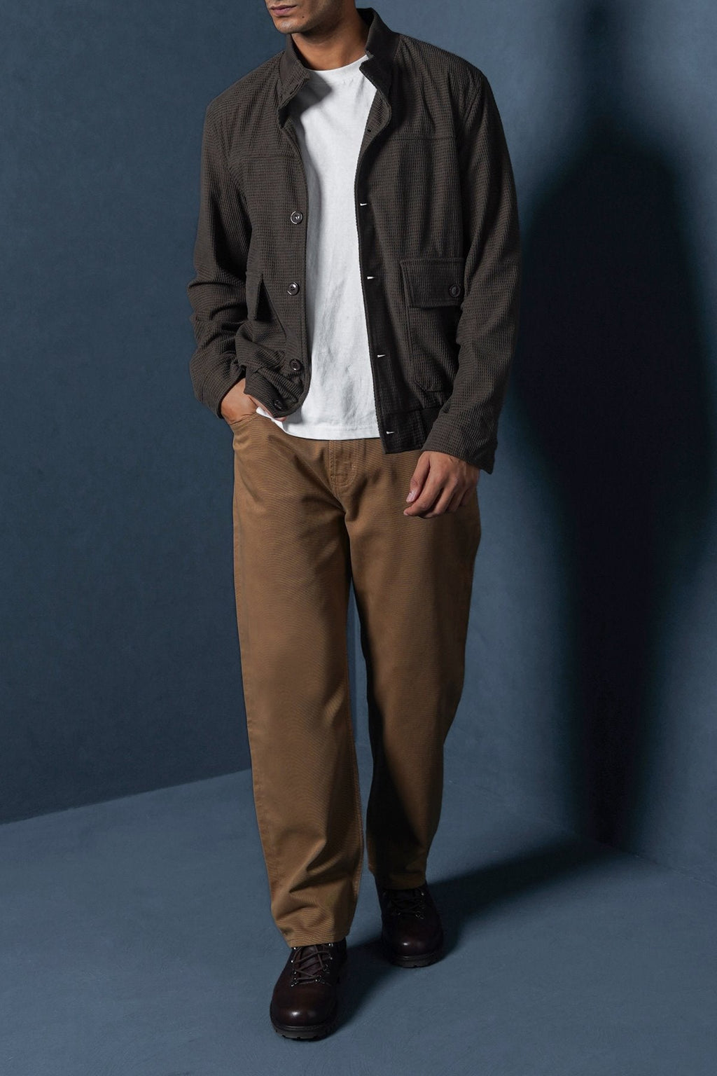 COFFEE CORDUROY HARRINGTON JACKET