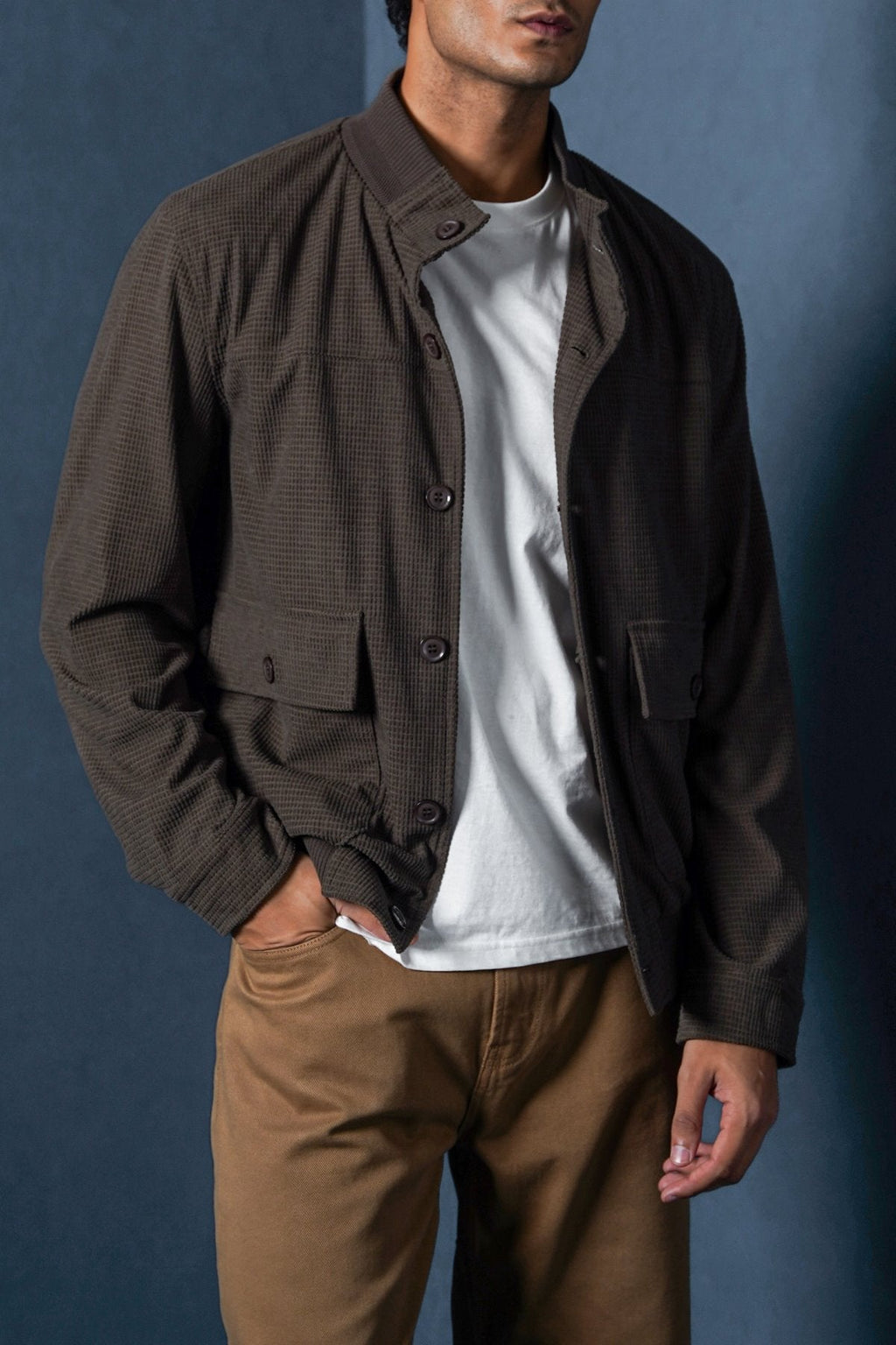 COFFEE CORDUROY HARRINGTON JACKET