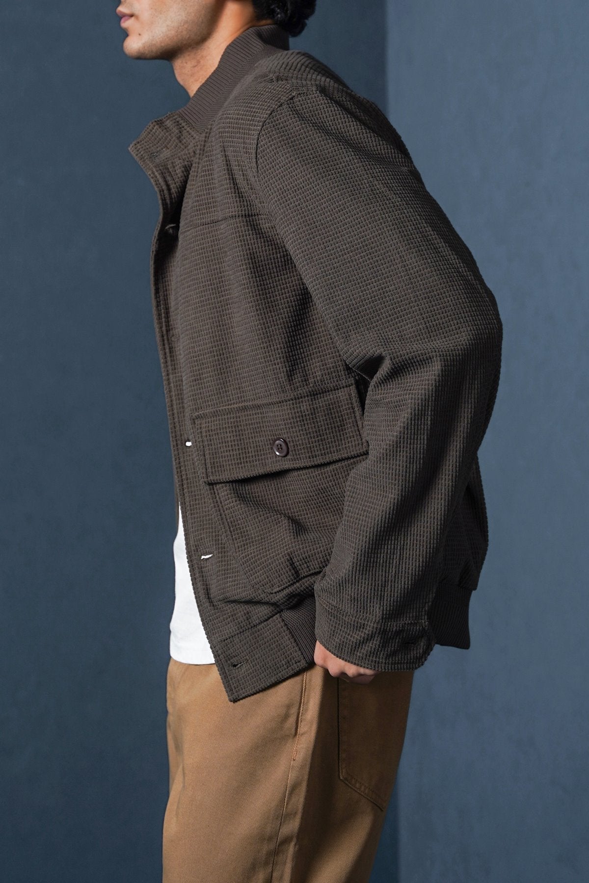 COFFEE CORDUROY HARRINGTON JACKET