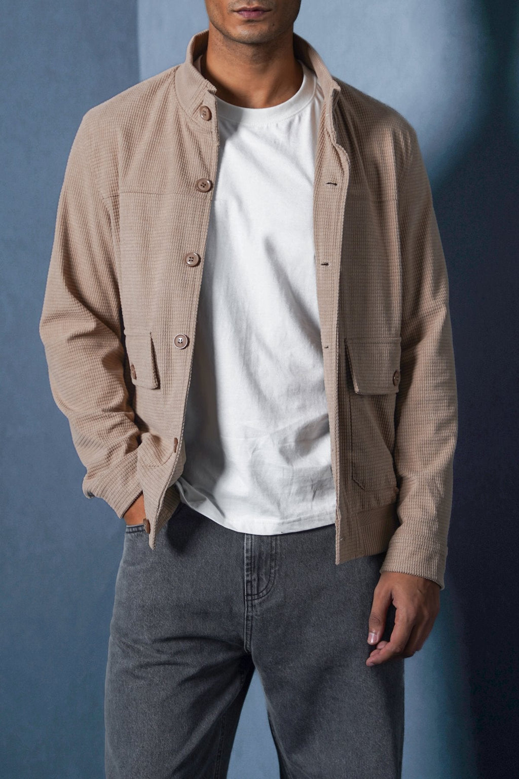 SAND CORDUROY HARRINGTON JACKET
