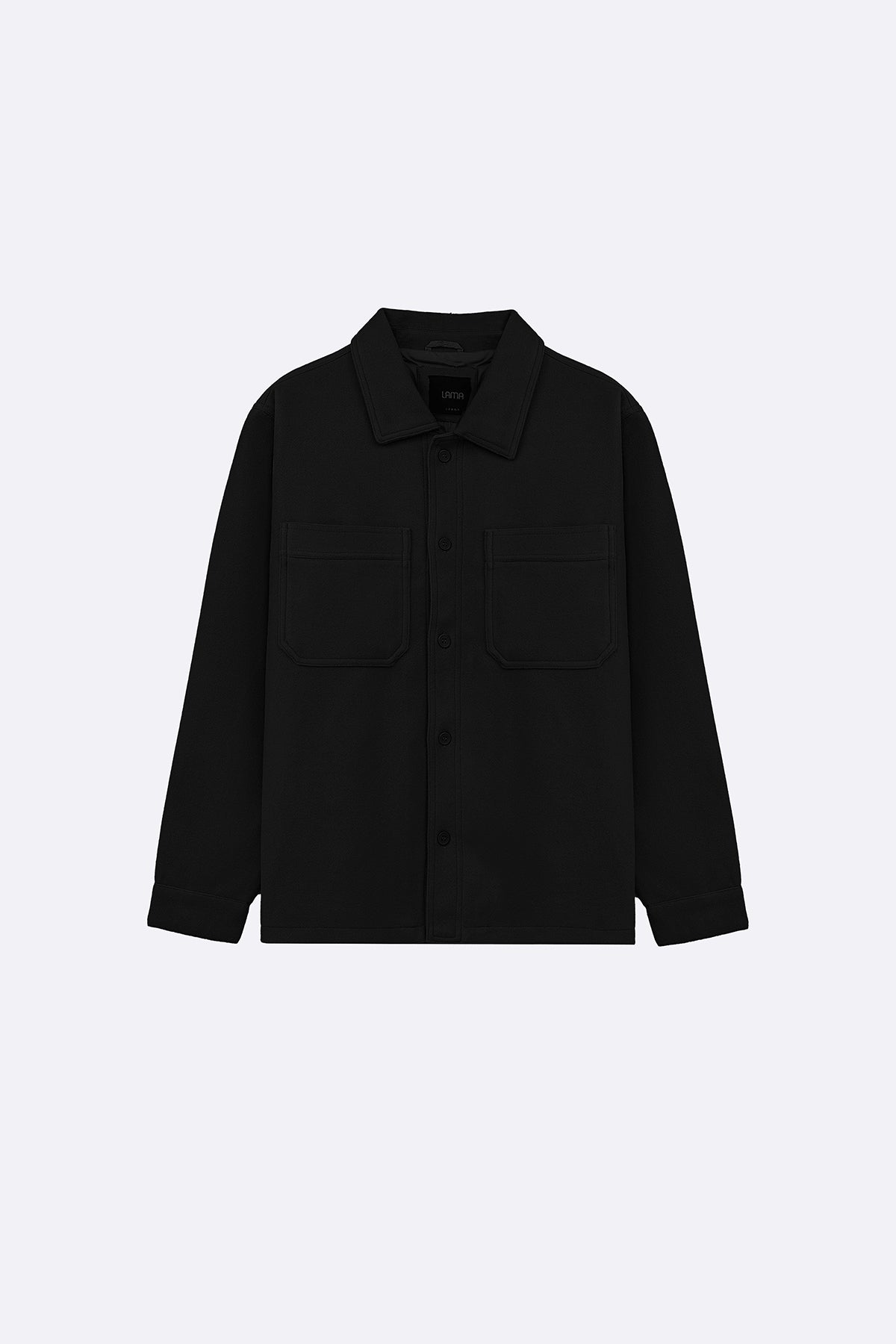 BLACK FAUX WOOL SHACKET