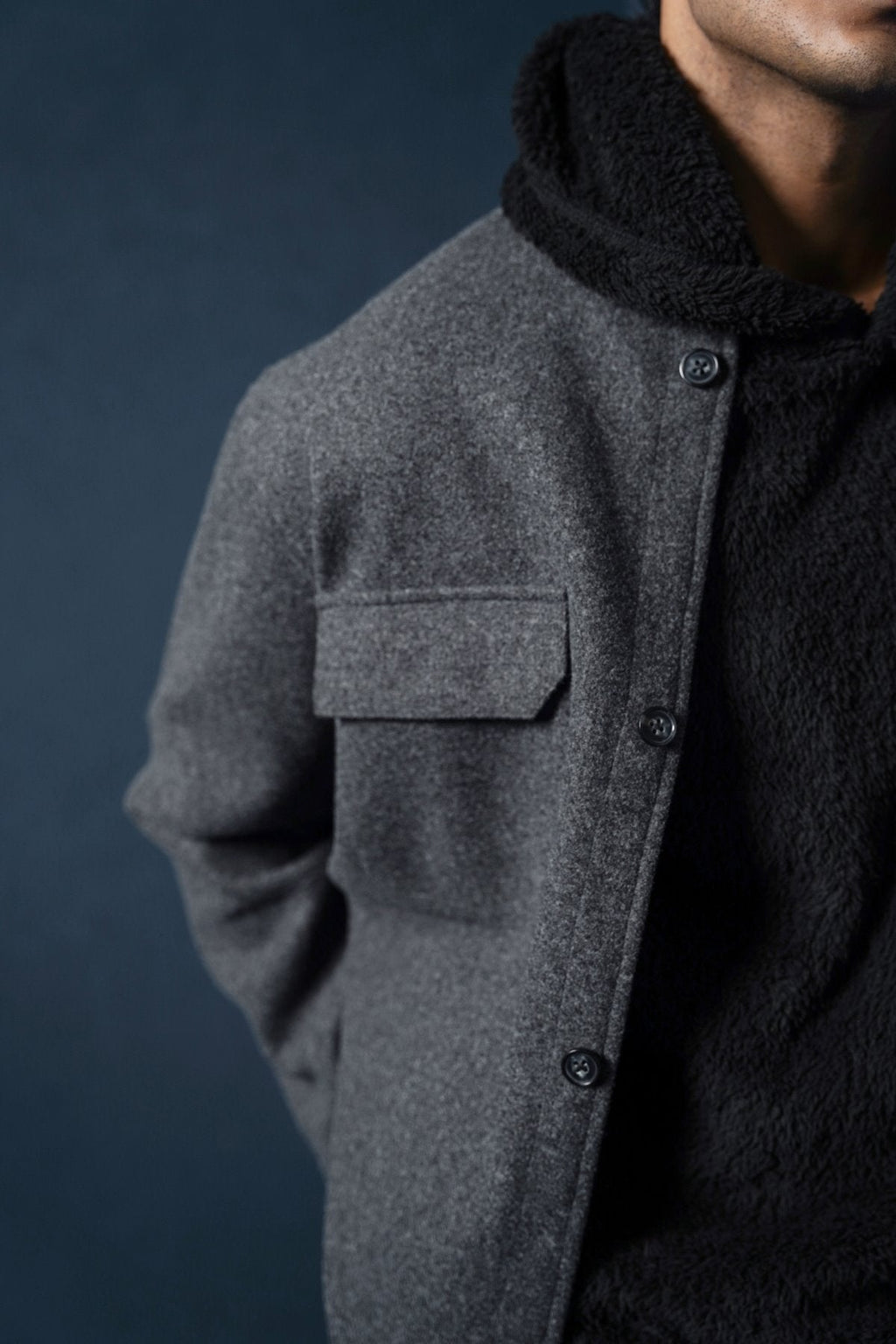 GREY FLANNEL OVERSHIRT