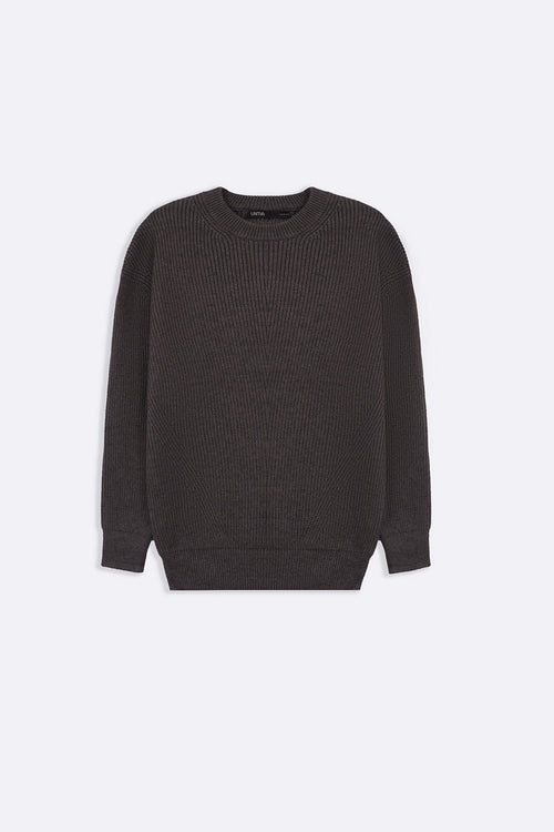 MELANGE GREY CLASSIC CREWNECK SWEATER