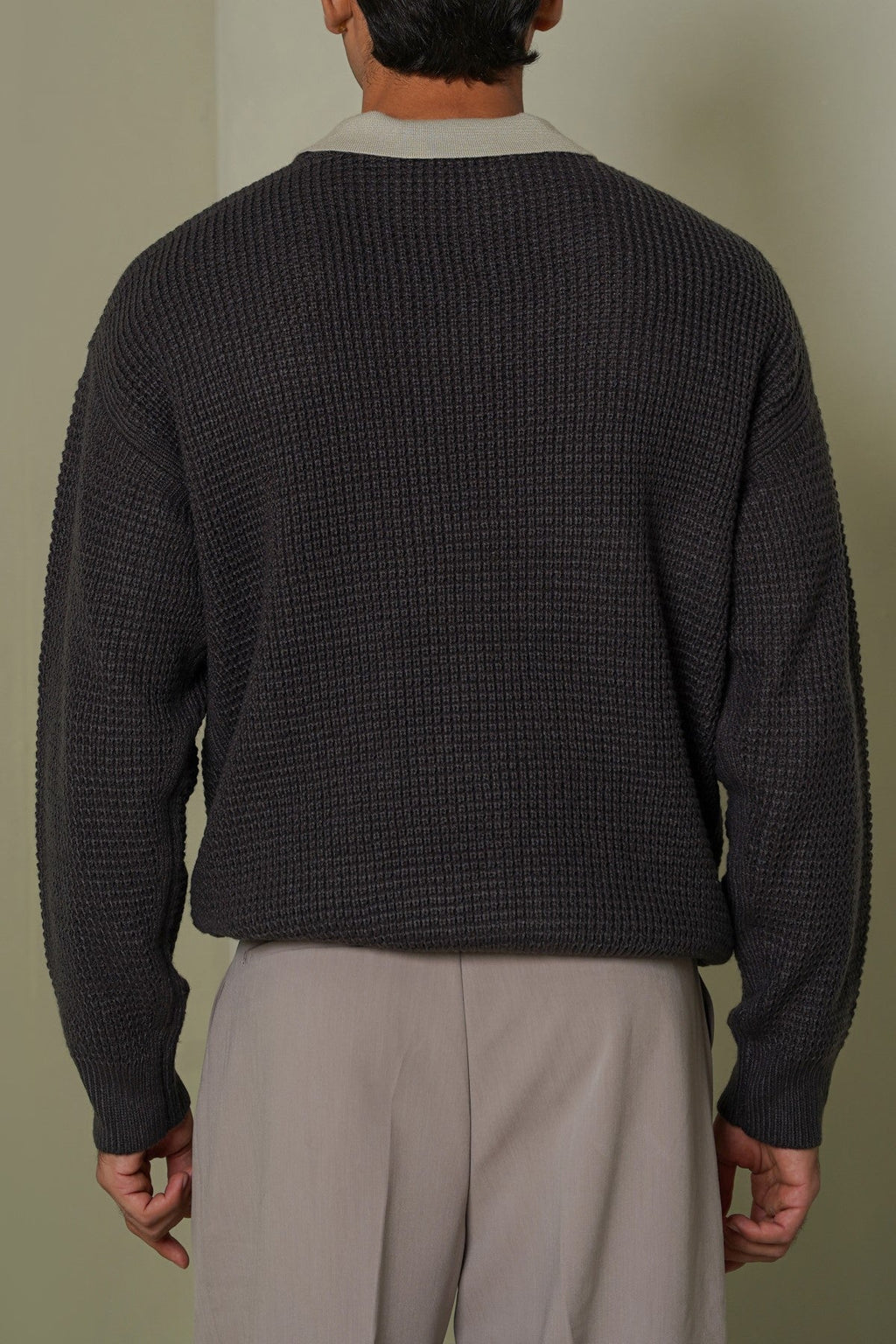 DARK GREY FISHERMAN SWEATER