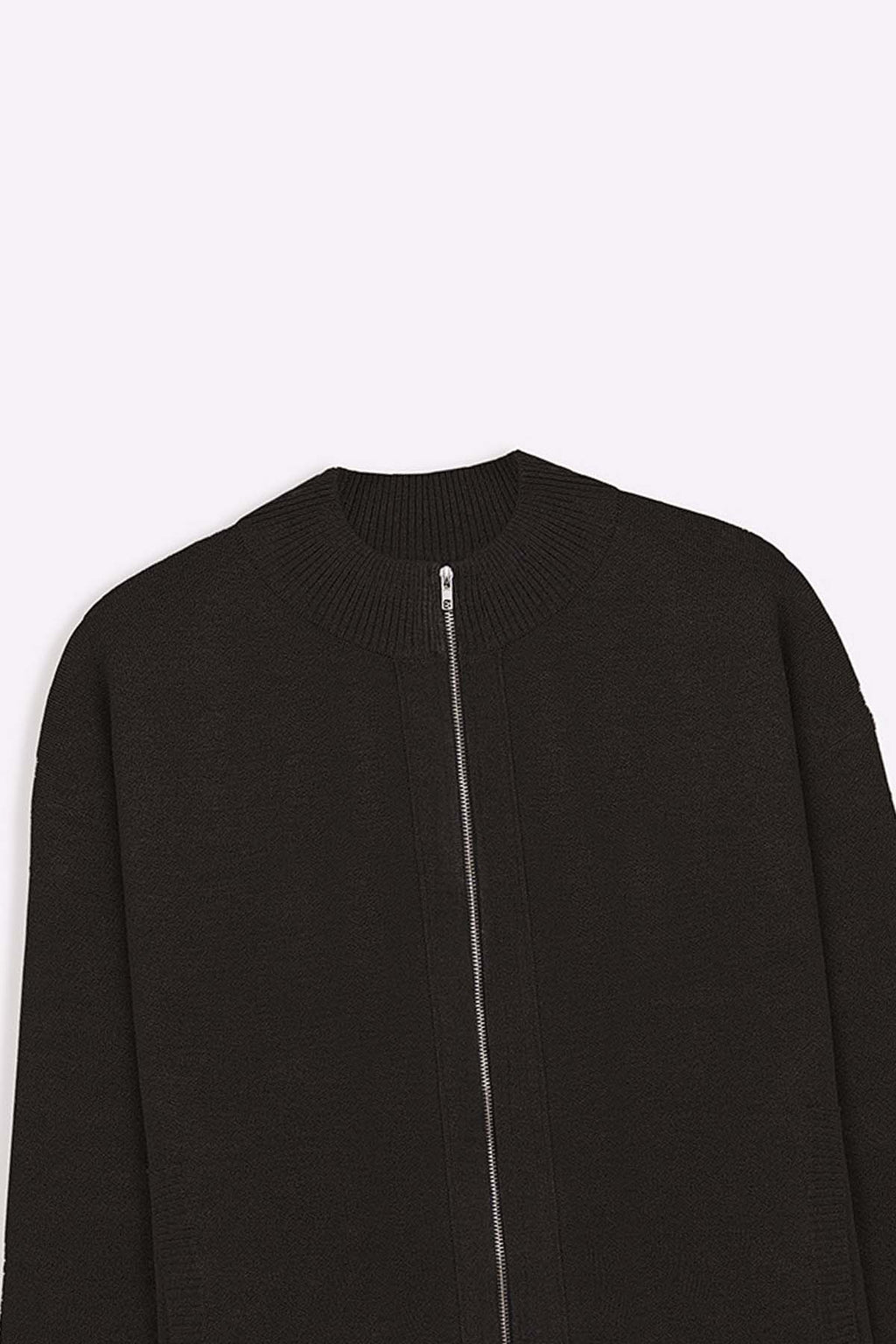 MELANGE CHARCOAL ZIP-UP CARDIGAN