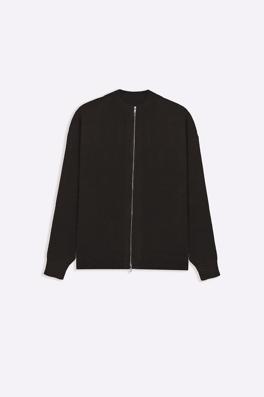 MELANGE CHARCOAL ZIP-UP CARDIGAN