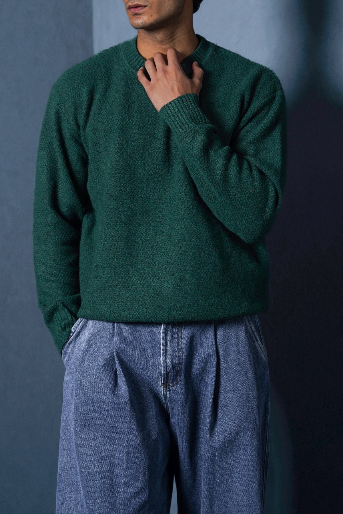 FOREST GREEN SOFT-BRUSHED SWEATER
