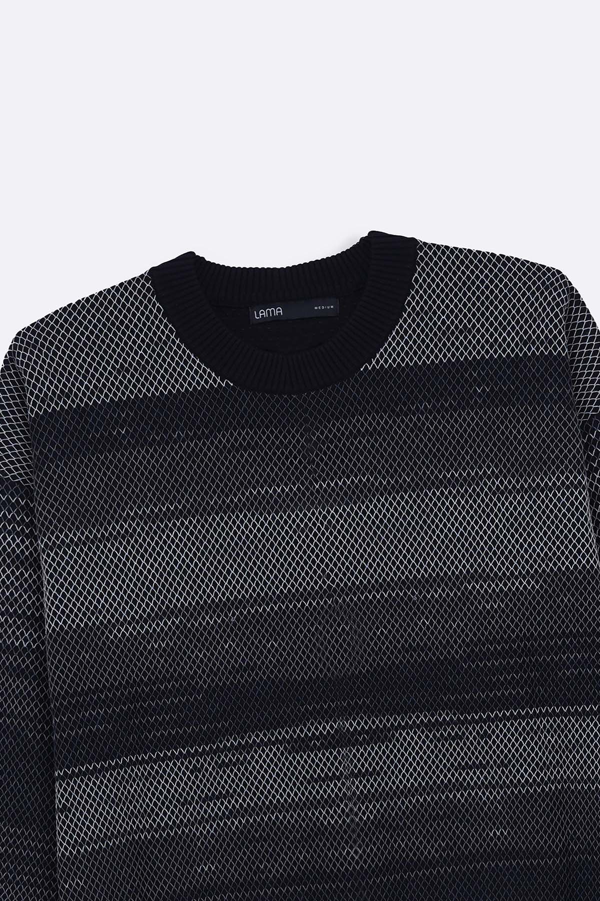 GREY BLACK GRADIENT KNIT SWEATER