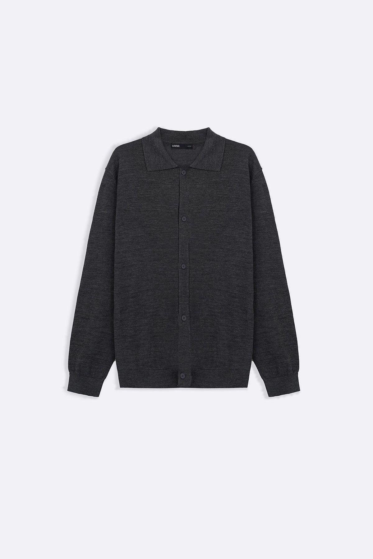 CHARCOAL BUTTON-DOWN CARDIGAN