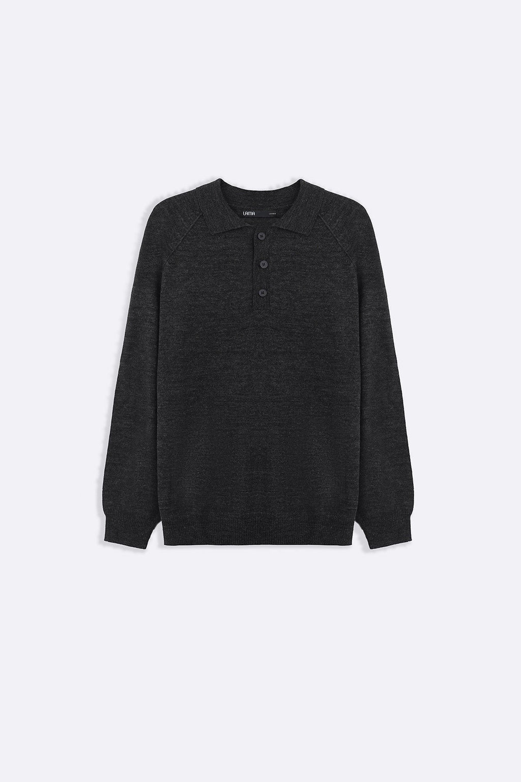 GREY WOOL BLEND POLO SWEATER