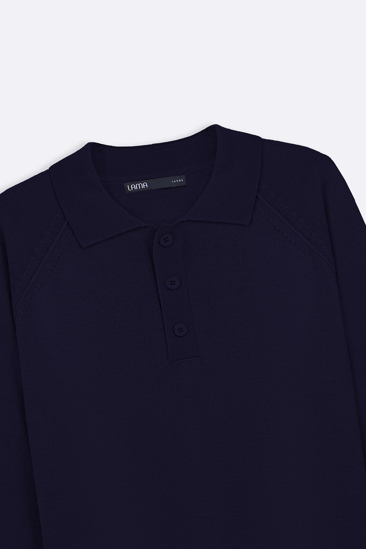 NAVY WOOL BLEND POLO SWEATER