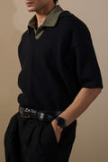 BLACK HALF SLEEVES SWEATER