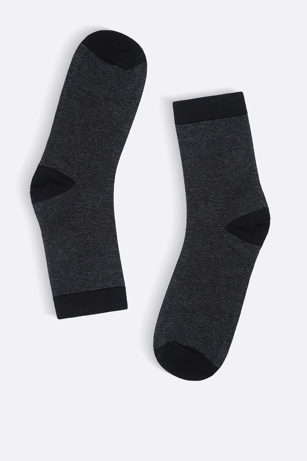 BLACK STRIPED CREW SOCKS