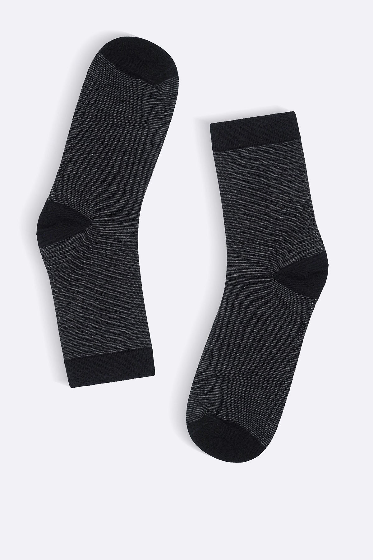 BLACK STRIPED CREW SOCKS