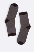 BROWN STRIPED CREW SOCKS
