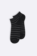 BLACK MERCERIZED STRIPE SOCKS