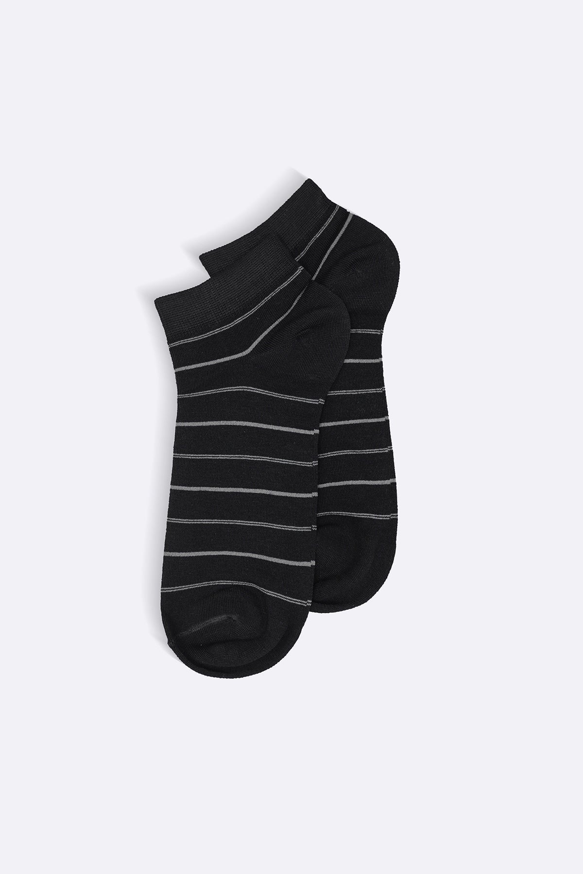 BLACK MERCERIZED STRIPE SOCKS