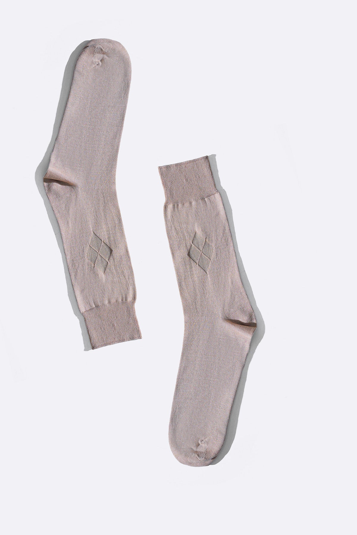 BEIGE MERCERIZED CREW SOCKS