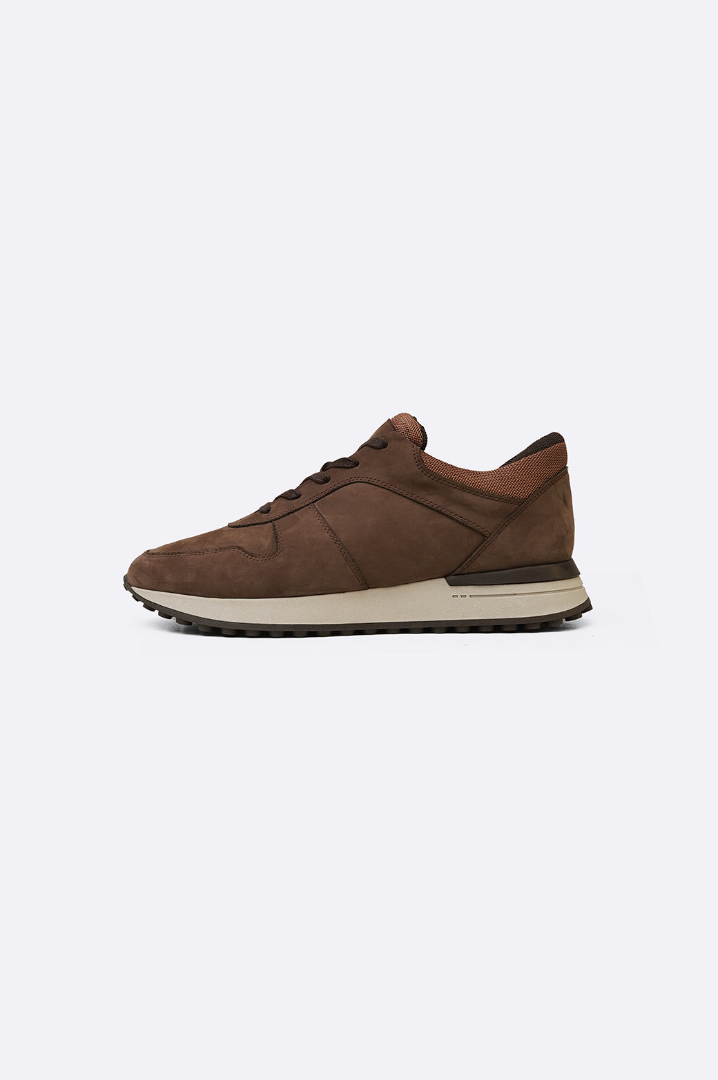 COFFEE MONOTONE LEATHER SNEAKERS