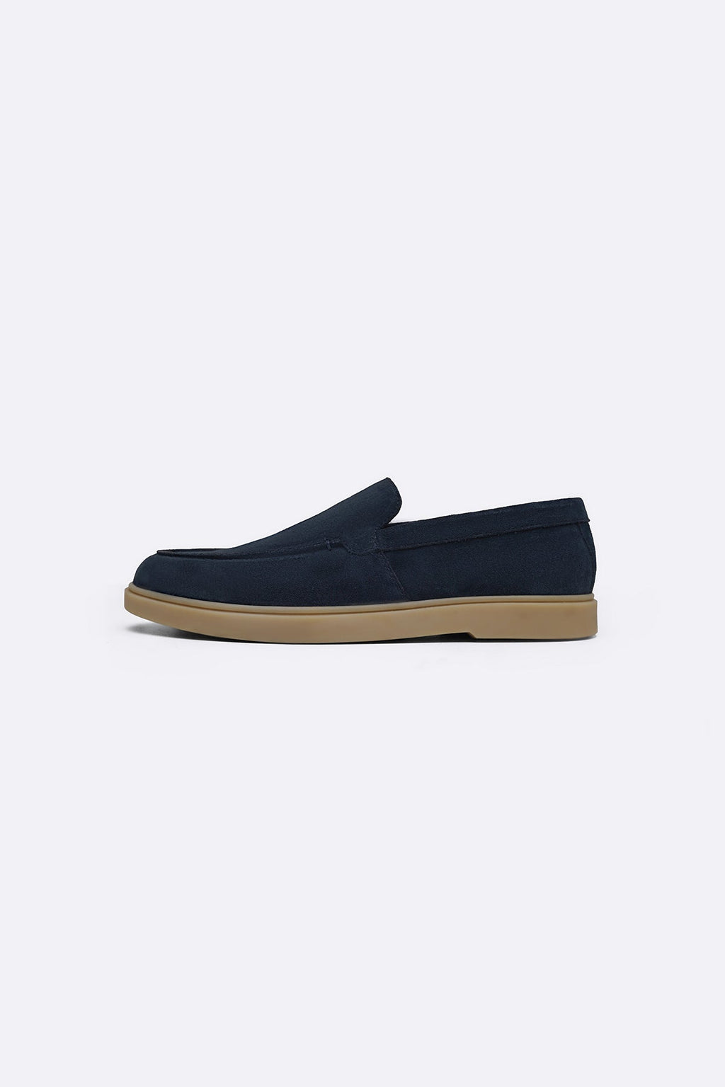 NAVY SUEDE LEATHER SLIP-ON LOAFERS