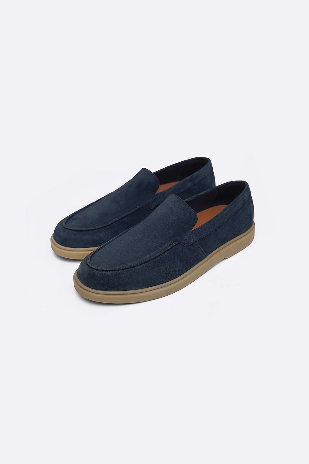 NAVY SUEDE LEATHER SLIP-ON LOAFERS