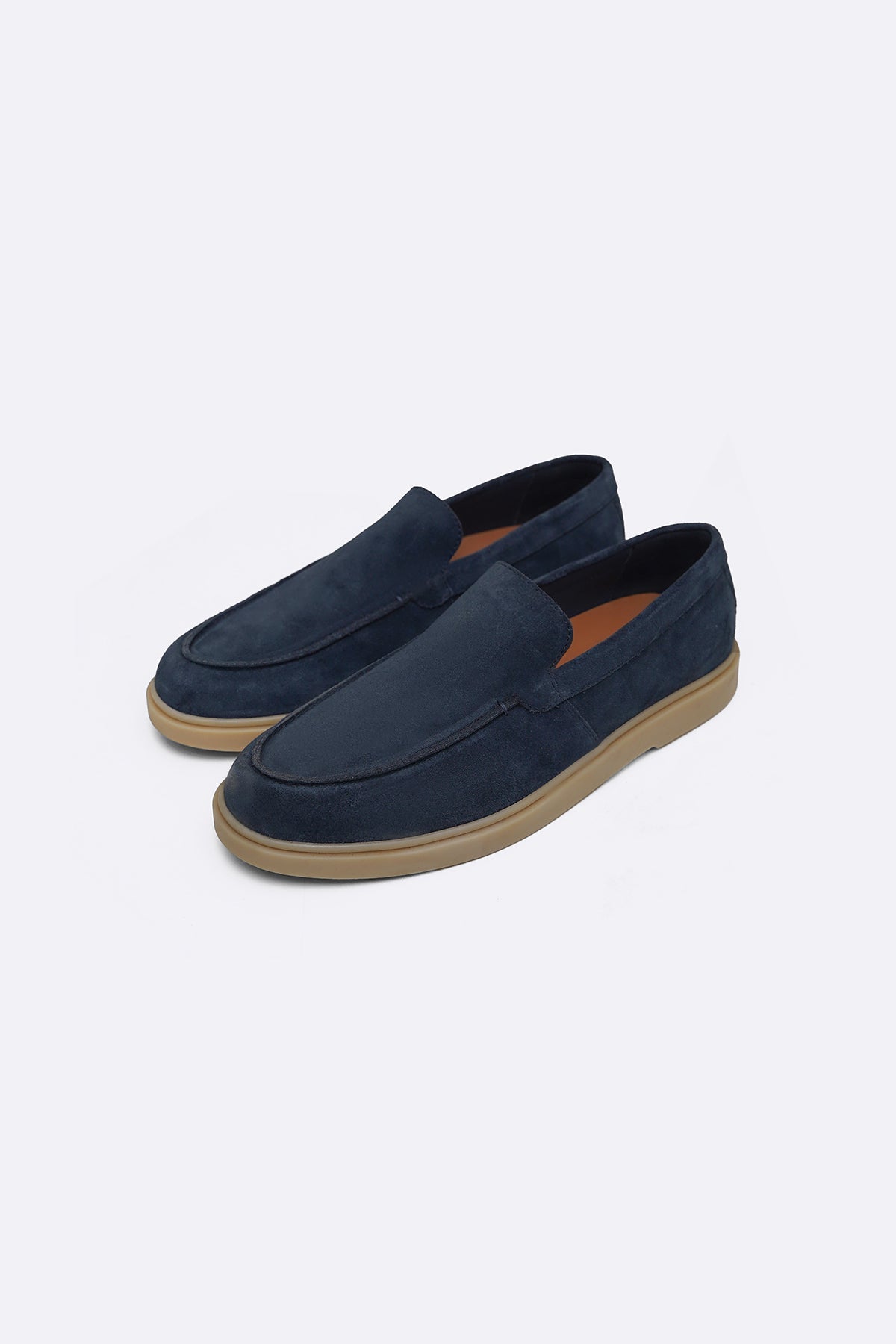 NAVY SUEDE LEATHER SLIP-ON LOAFERS