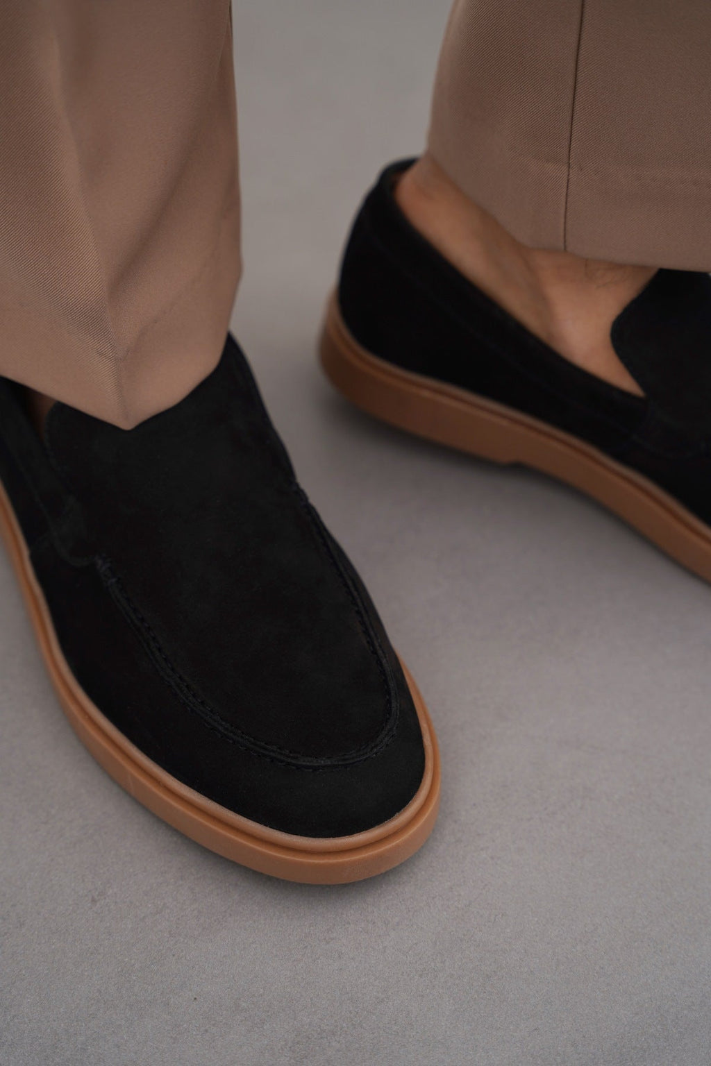 BLACK NUBUCK LEATHER LOAFERS