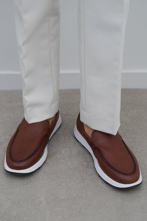 COGNAC AIR LEATHER LOAFERS