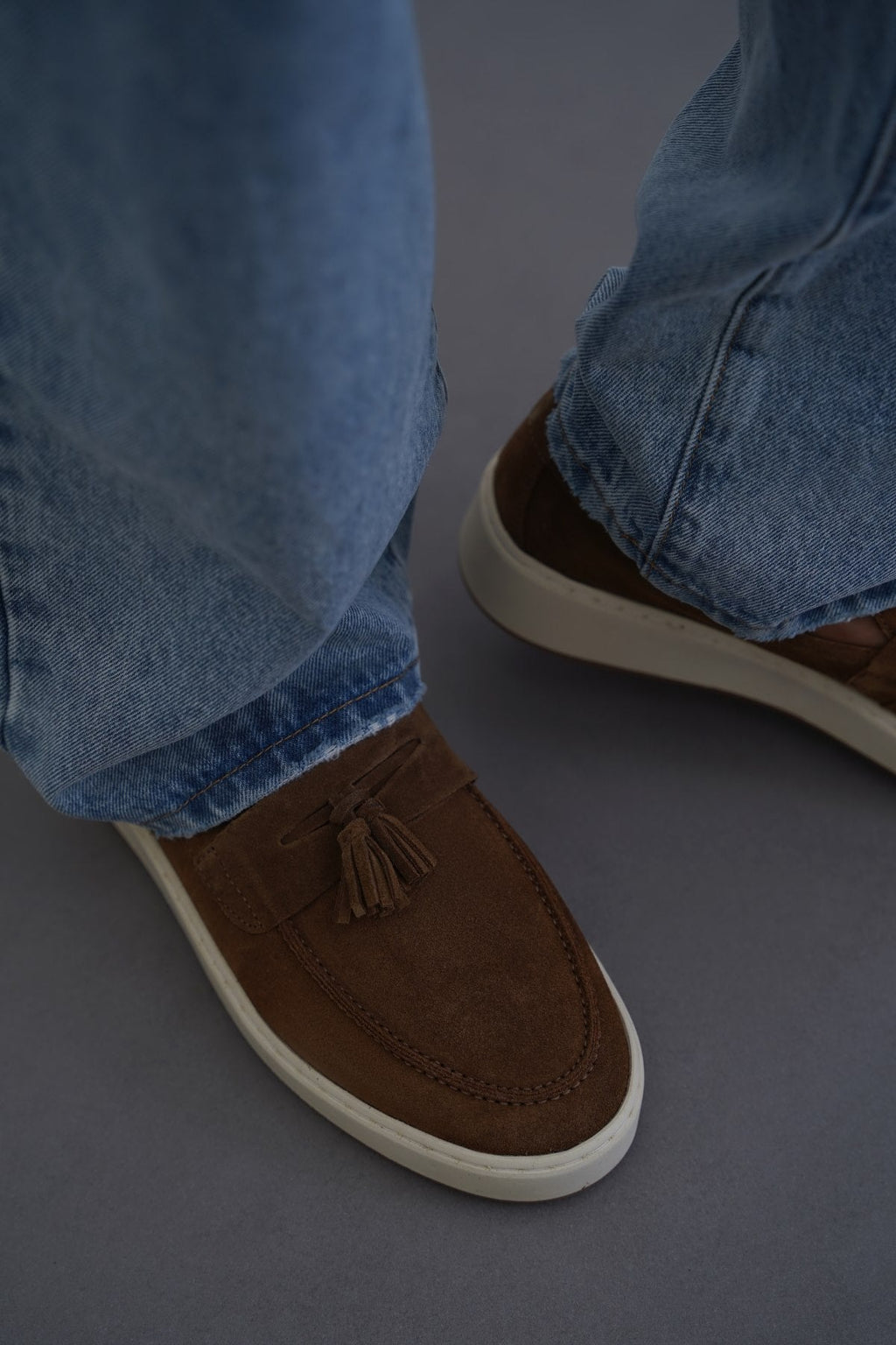 BROWN SUEDE LEATHER TASSEL LOAFERS