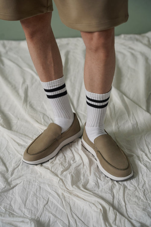 LIGHT GREY AIR LEATHER LOAFERS