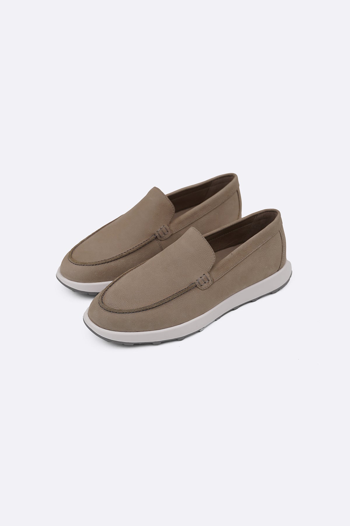 LIGHT GREY AIR LEATHER LOAFERS