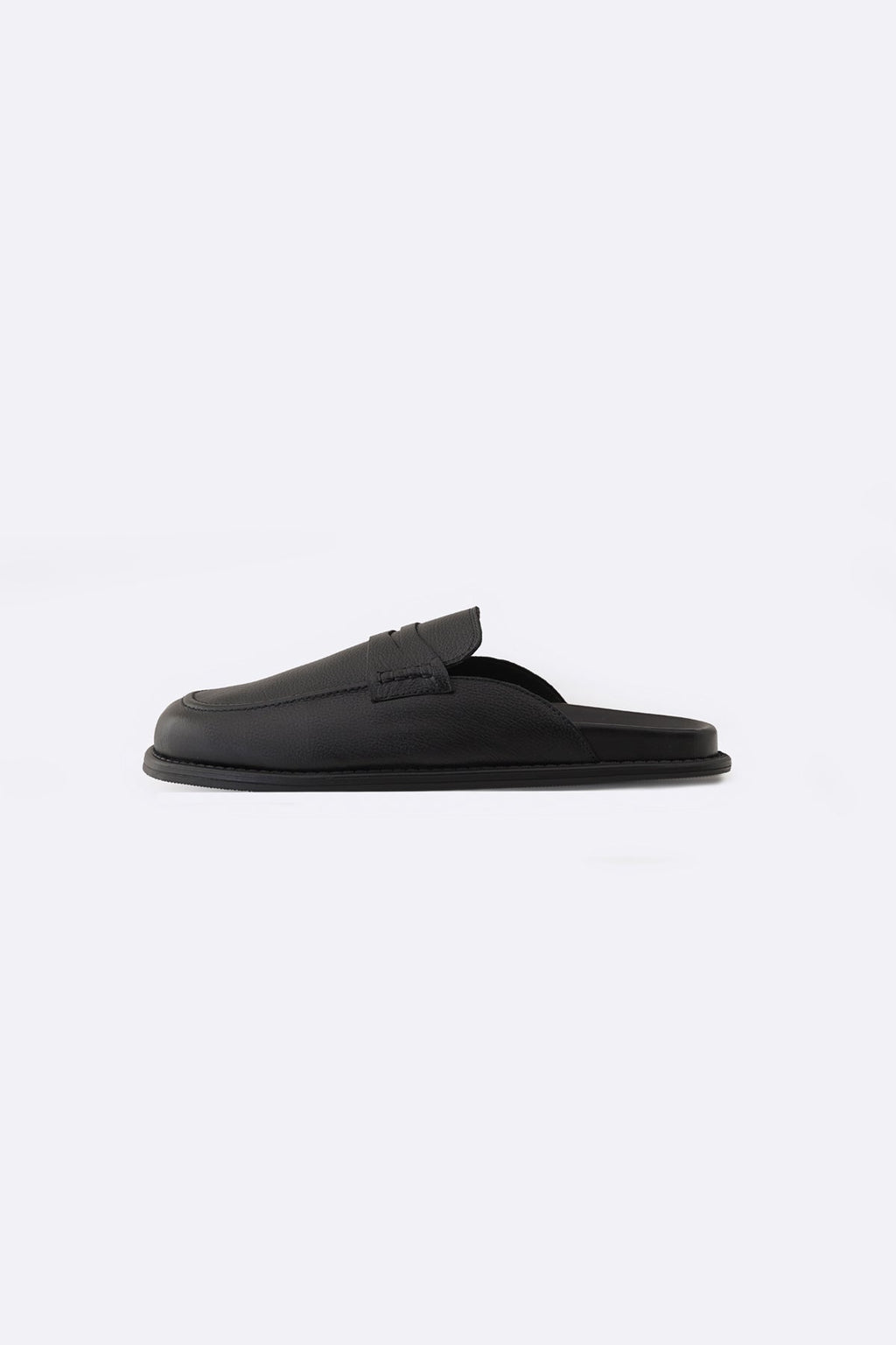 BLACK GRAIN LEATHER MULES
