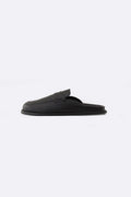 BLACK GRAIN LEATHER MULES