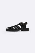 BLACK LEATHER FISHERMAN SANDALS