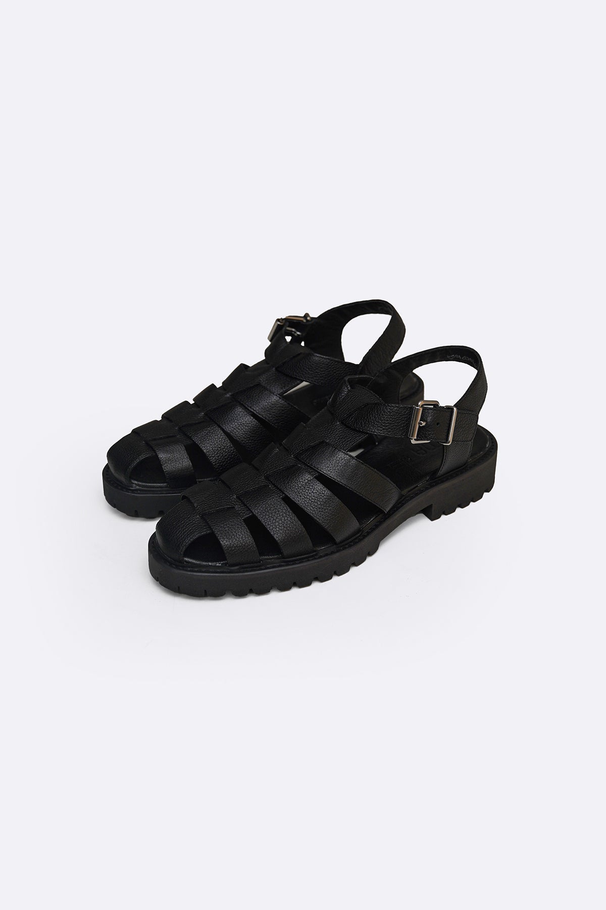 BLACK LEATHER FISHERMAN SANDALS