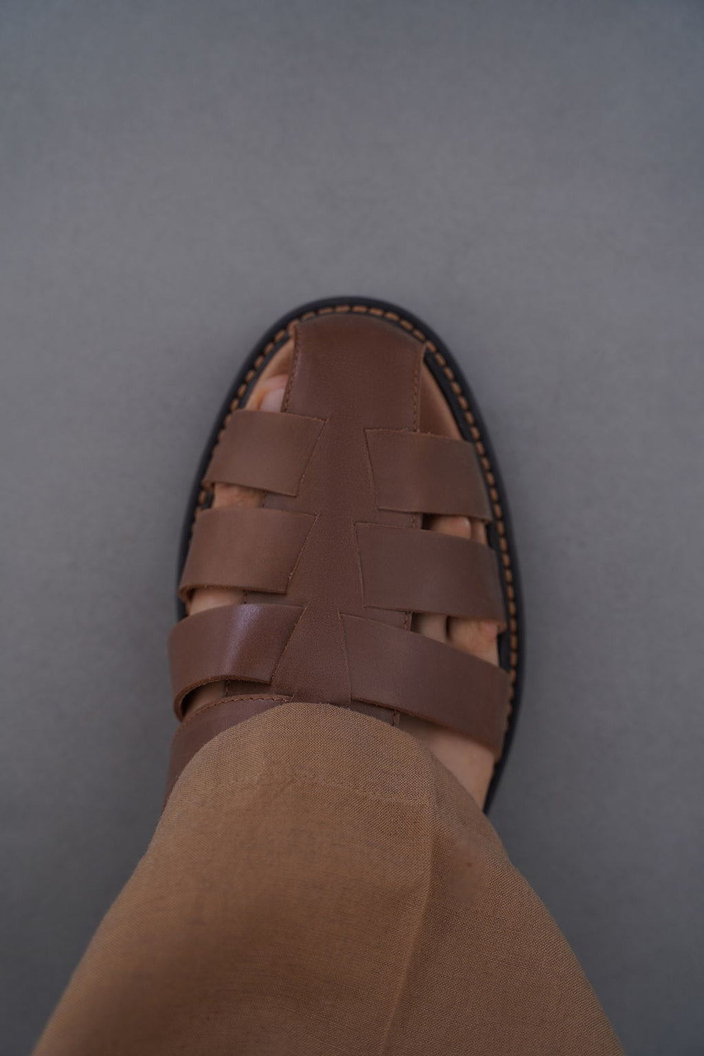 BROWN CLASSIC FISHERMAN LEATHER SANDALS