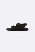 COFFEE DOUBLE STRAP LEATHER SANDALS