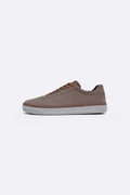 BEIGE LACE-UP LEATHER SNEAKERS