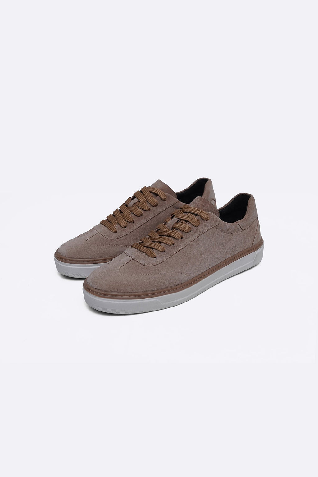 BEIGE LACE-UP LEATHER SNEAKERS